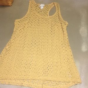Cute Mustard Crochet Lace Sweater Tank